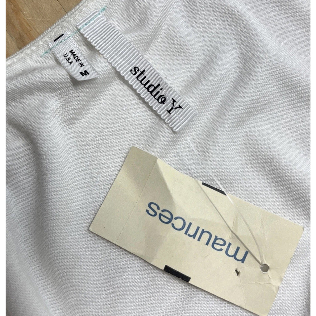 [Studio Y] Women's Ruffled Sleeveless White Blouse Size Medium Made In USA