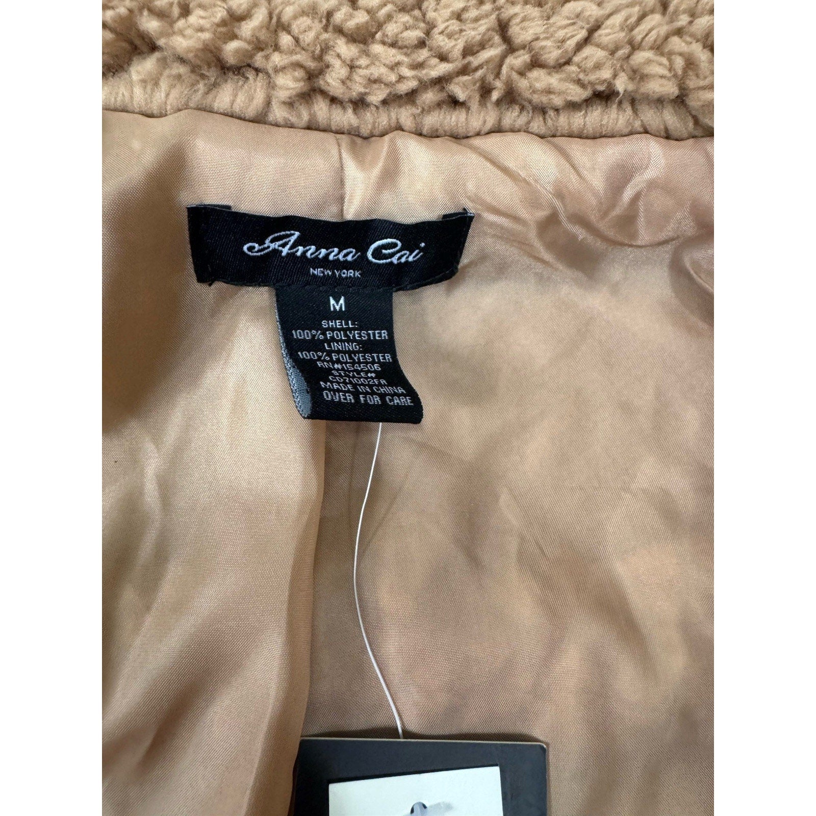 Anna Cai Sherpa Brown Cropped Teddy Bear Jacket Size Medium NWT