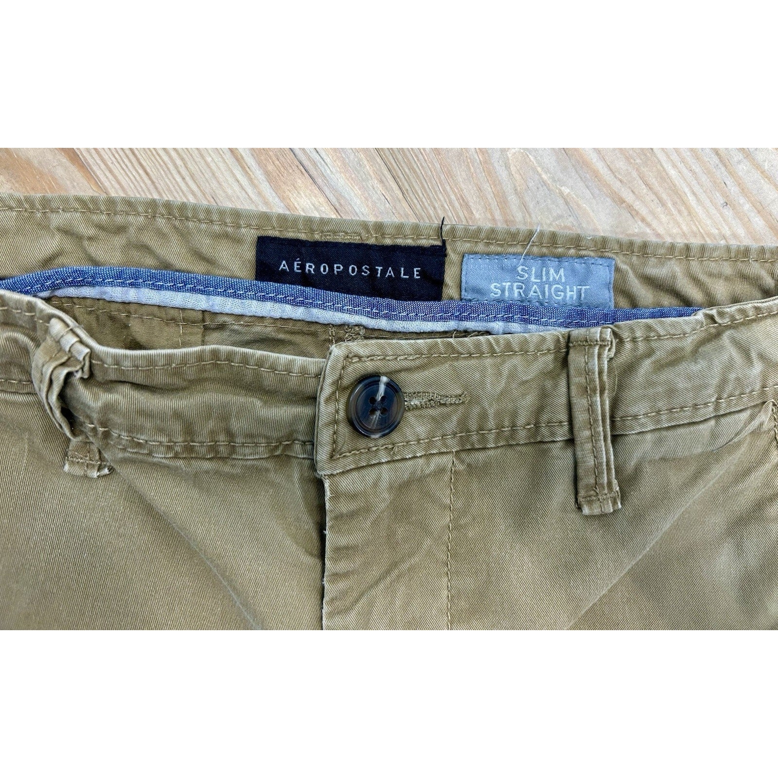 Aeropostale Pants Men's 29/32 Tan Slim Straight Cotton Blend Casual Pockets.