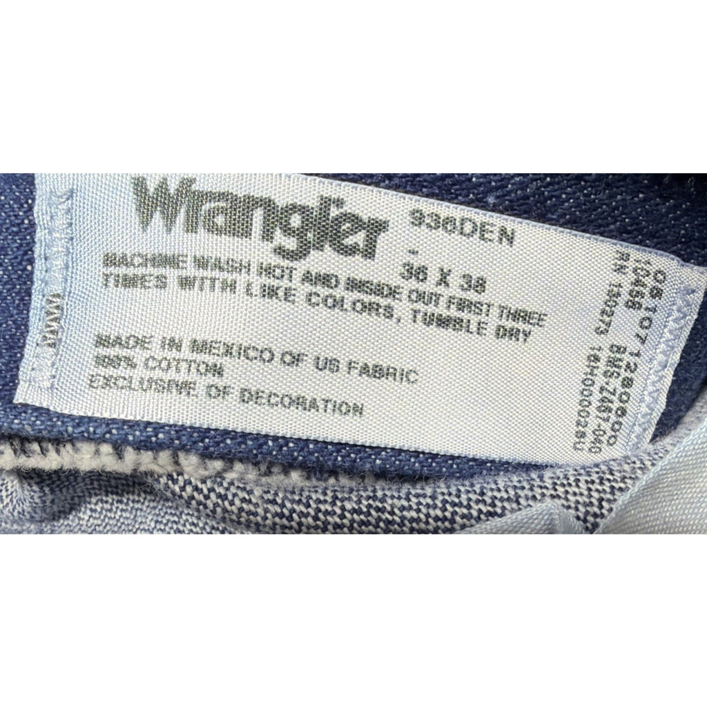 Vintage Wrangler Jeans Mens 36x36 Dark Wash Straight Leg Western Cowboy USA Made