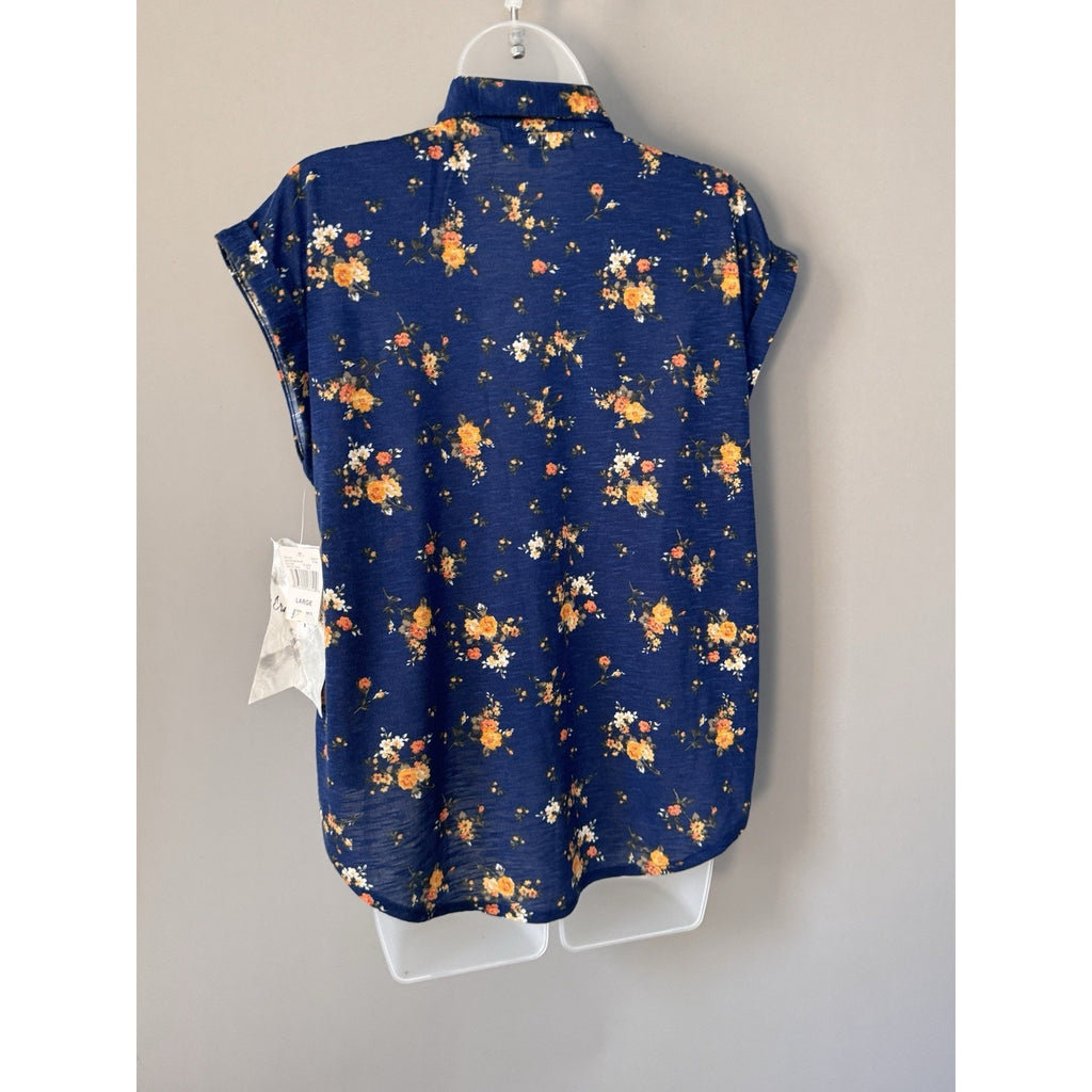 Crave Fame Almost Famous Womens Juniors Large Blue Floral Crop Lightweight Cover