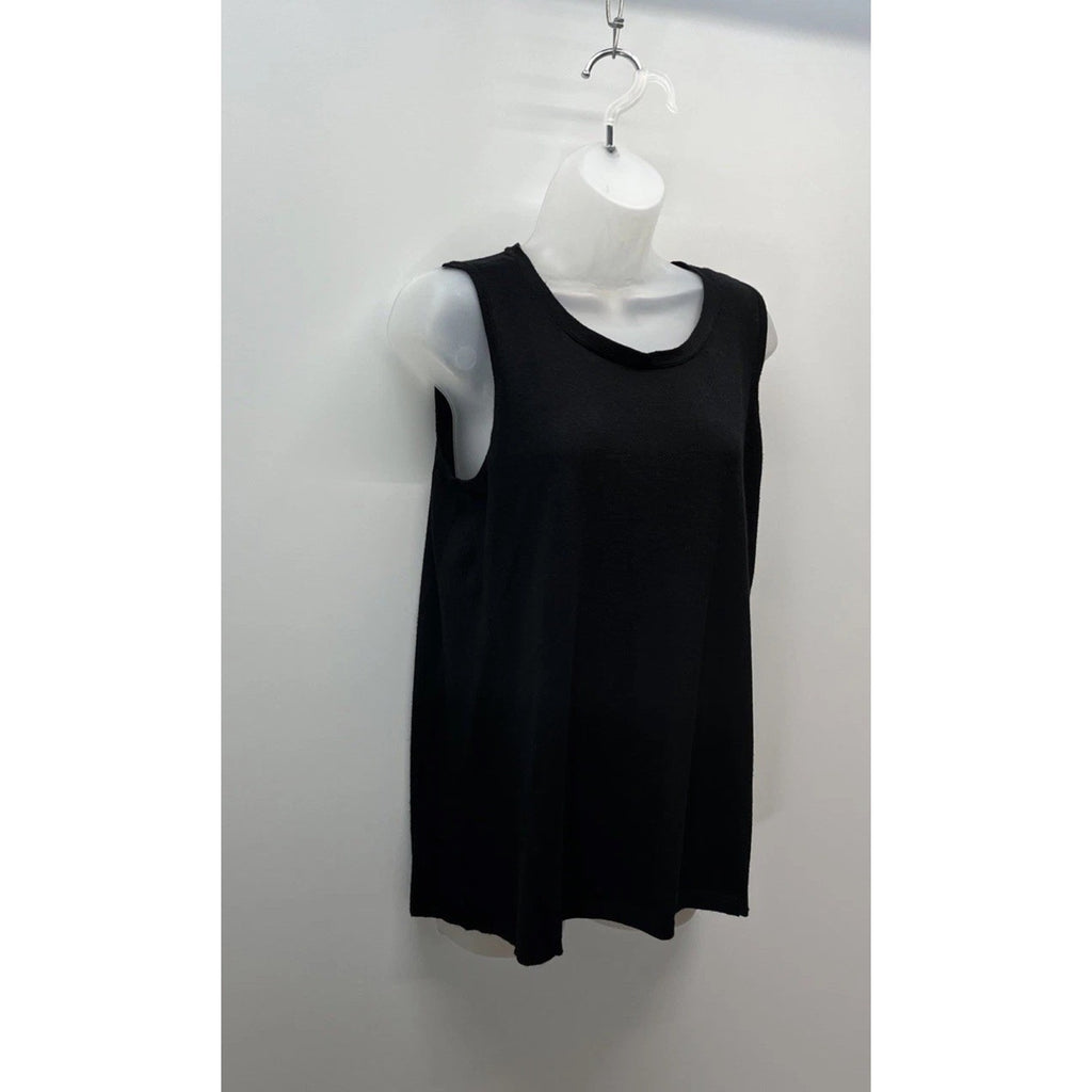 CHICO'S Sleeveless Tunic Tank Top T-Shirt Tee Black Knit Size 2