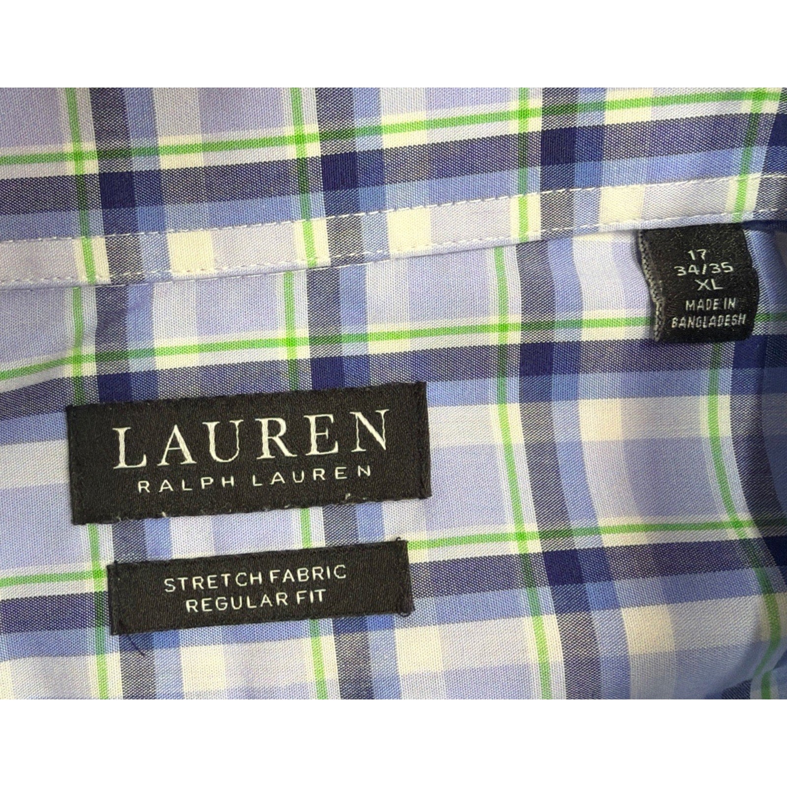 Lauren Ralph Lauren Black Label Men’s Plaid Stretch Button Up LS Shirt Size XL