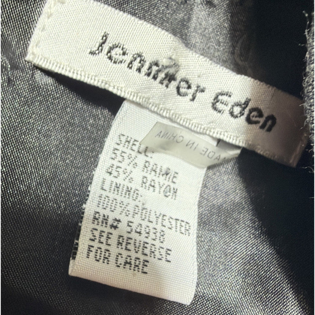 JENNIFER EDEN Women's Ramie Rayon Tank Top Embroidered Lined Floral Black Sz 10