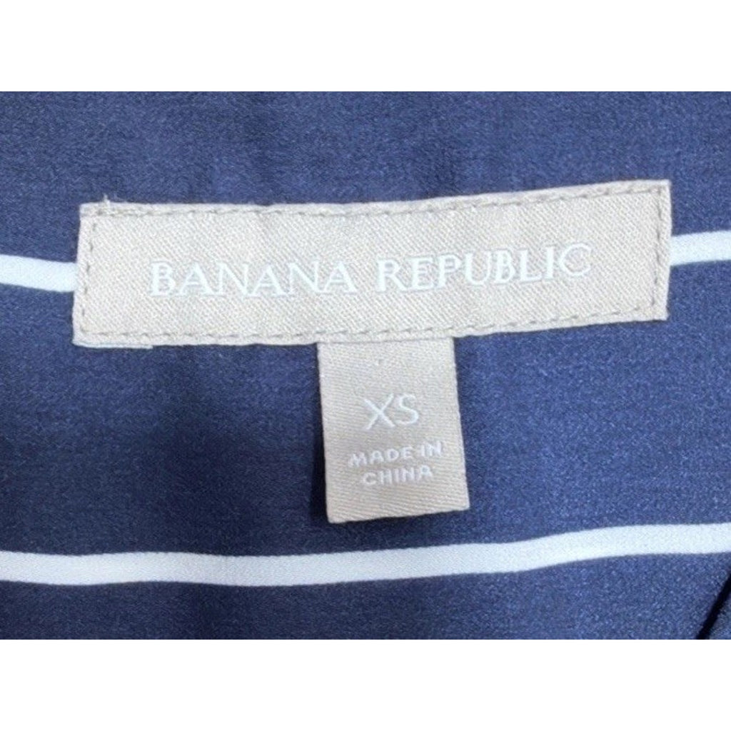 Banana Republic Tunic Top Navy Blue White Riley Striped Sleeveless Button Up XS