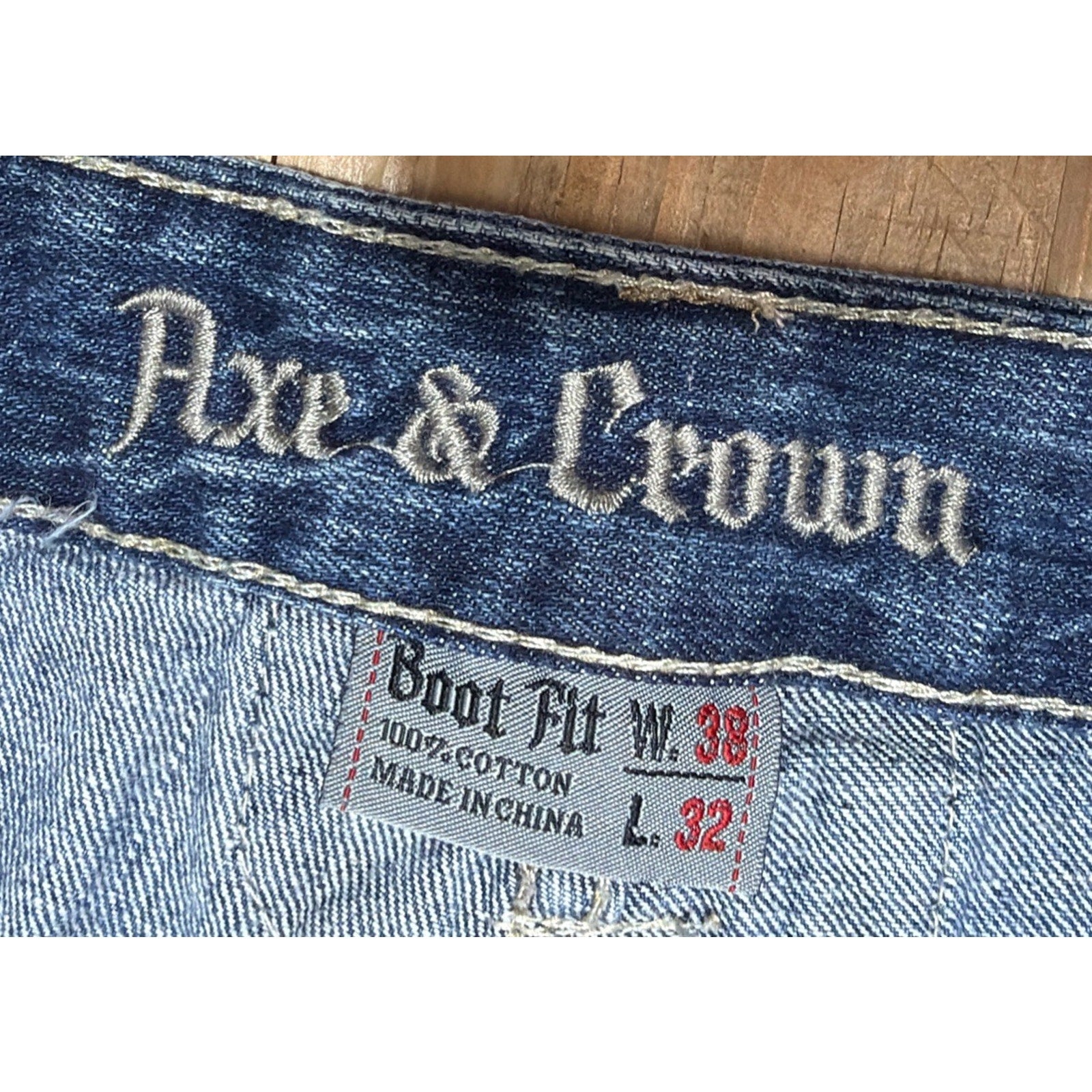 Axe and Crown Jeans Mens 38x32 Mid Rise Bootcut Thick Stitch Western Denim
