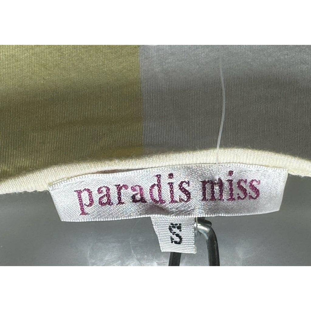 NWT Paradis Miss Womens Small Yellow White Studded Belted Mini Dress Cotton