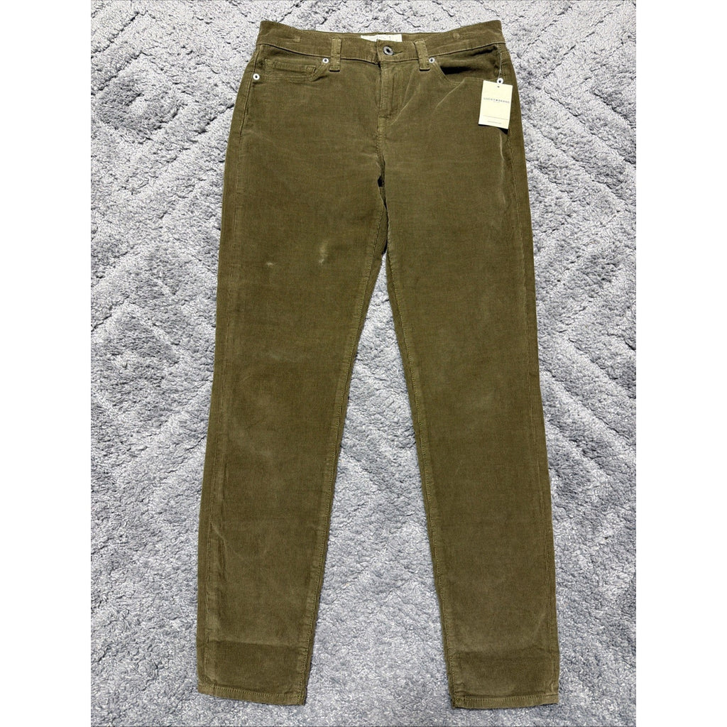 New Lucky Brand Pants Womens 8/29 Green Khaki Sofia Skinny Corduroy Work Casual