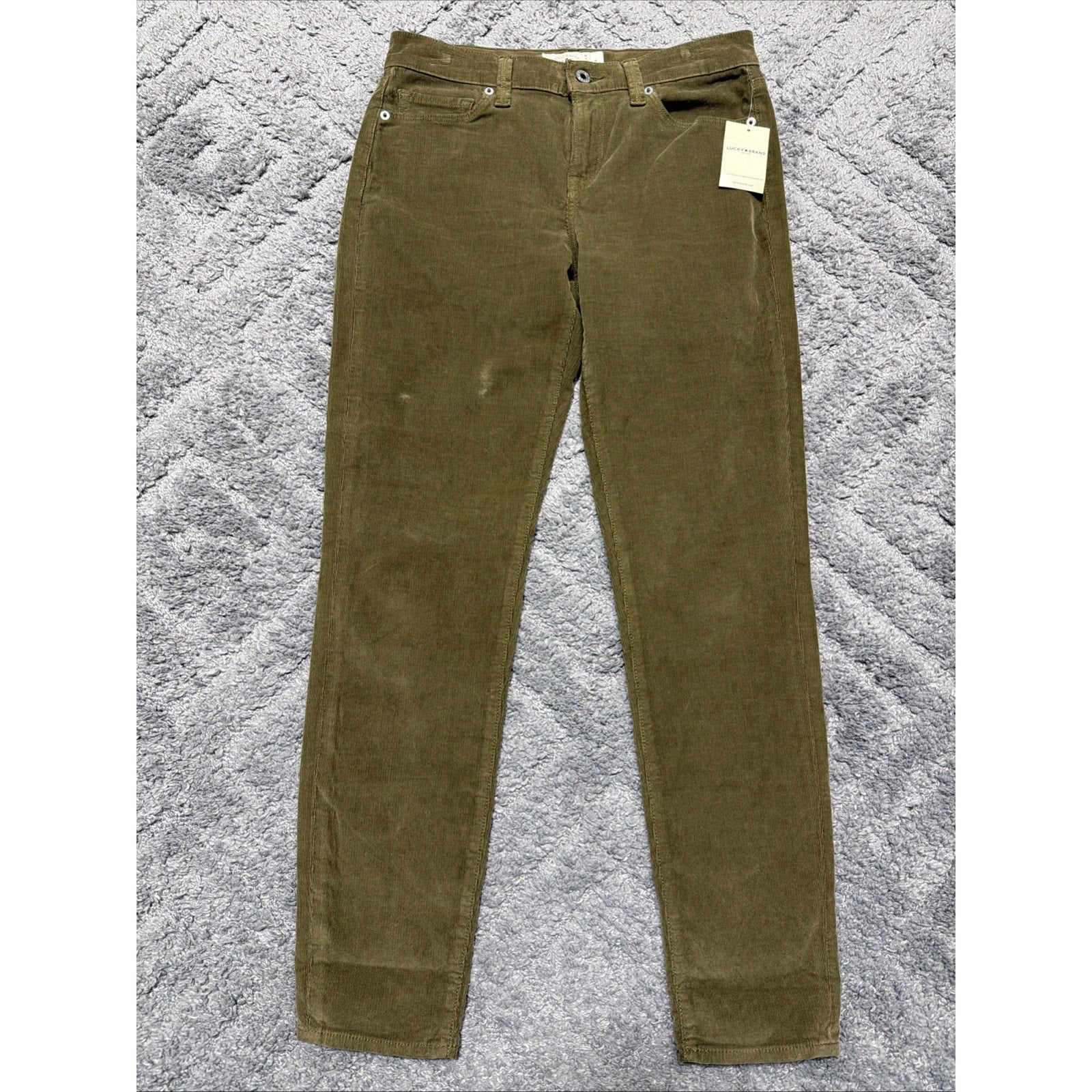 New Lucky Brand Pants Womens 8/29 Green Khaki Sofia Skinny Corduroy Work Casual