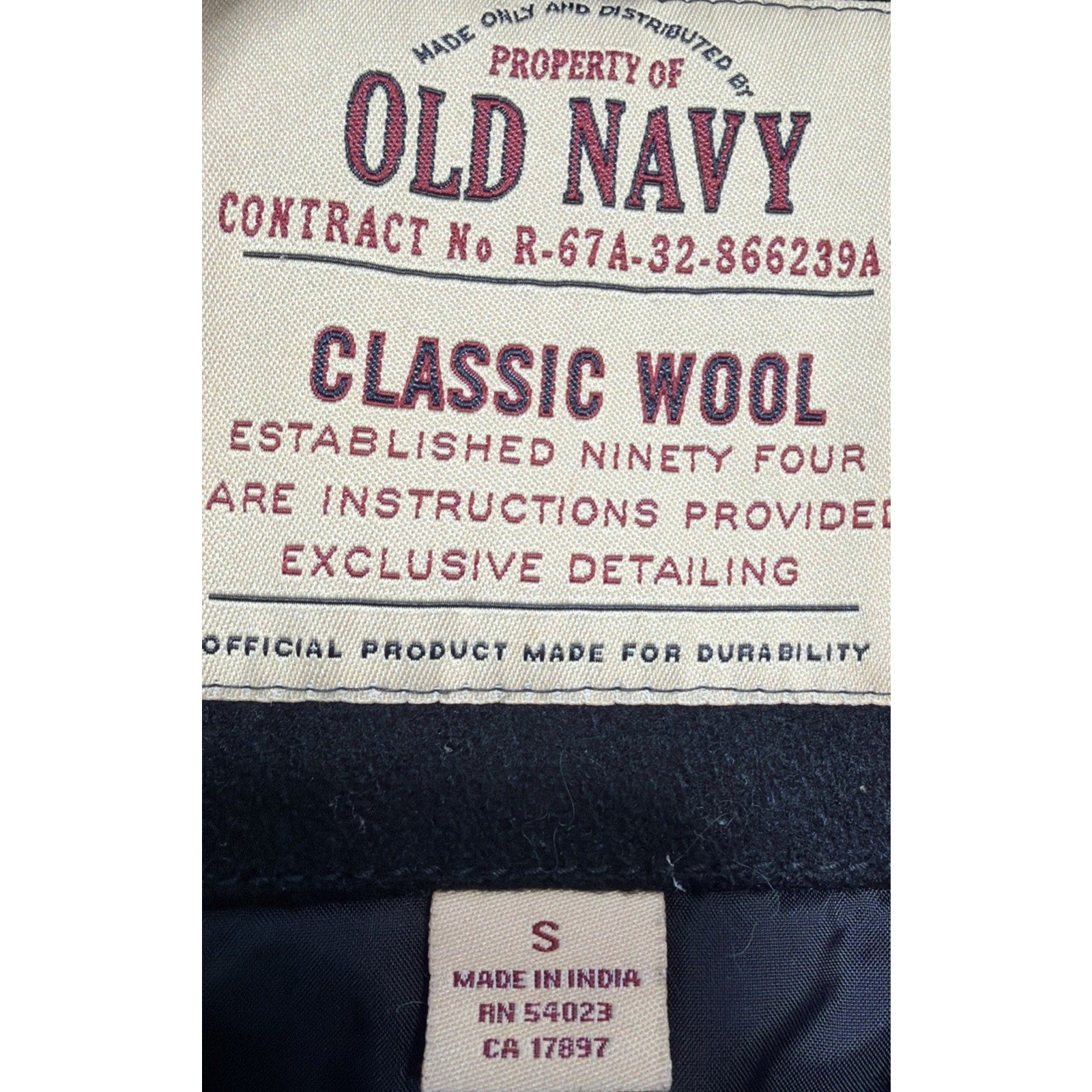Vintage Old Navy Wool Jacket Men S Black Chore Multi Pockets Full Zip Classic