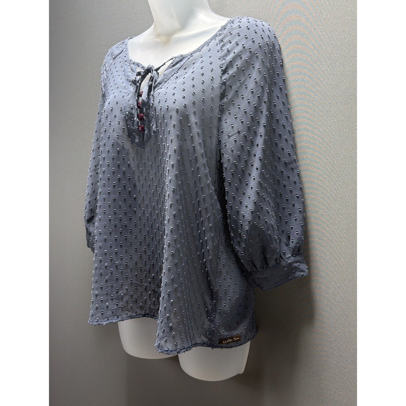 Matilda Jane Blouse Womens XS Blue Swiss Dot Castle Rock Paint by Numbers Top