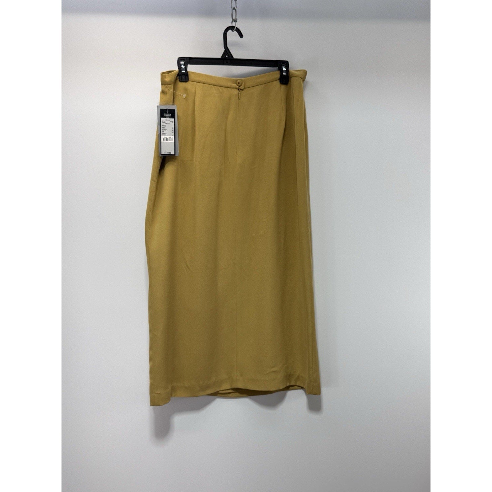 Kasper and Company Mustard Yellow Lined Skirt Women’s Size 16 Silk NWT