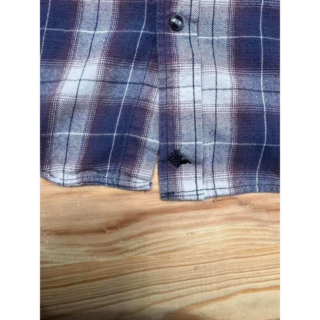 Cody James Long Sleeve Western Pearl Snap Flannel Purple Plaid L