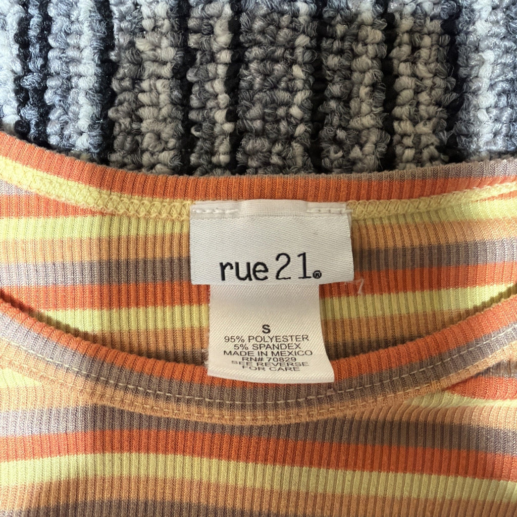 Rue21 Y2K T-Shirt Crop Top Womens S Multicolor Striped Short Sleeve Stretch