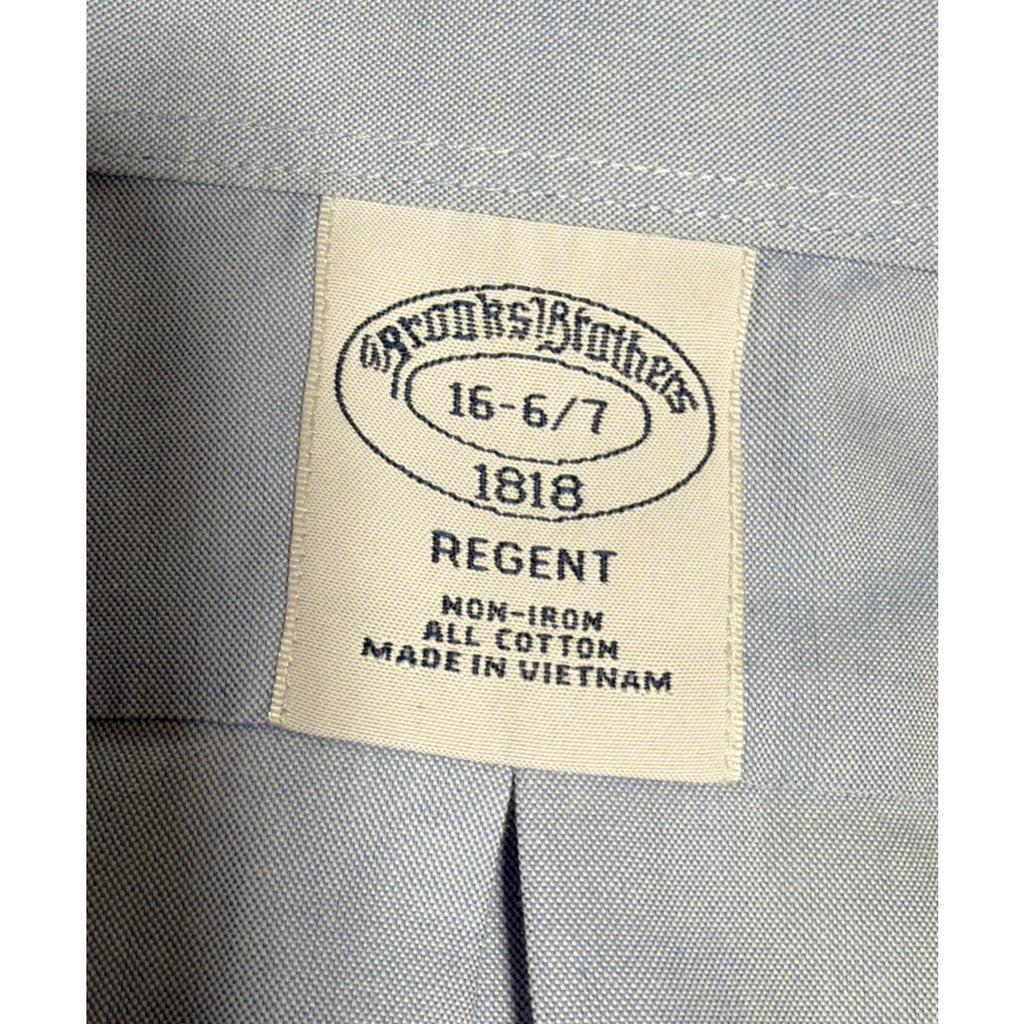 Brooks Brothers 1818 Regent Non-Iron Dress Shirt Men's L Blue Career Preppy
