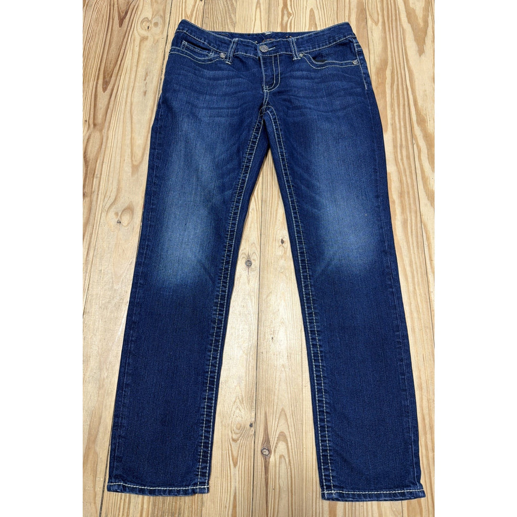 Seven 7 Skinny Jeans Womens Blue Denim Embellished Pocket Size 10 33x29