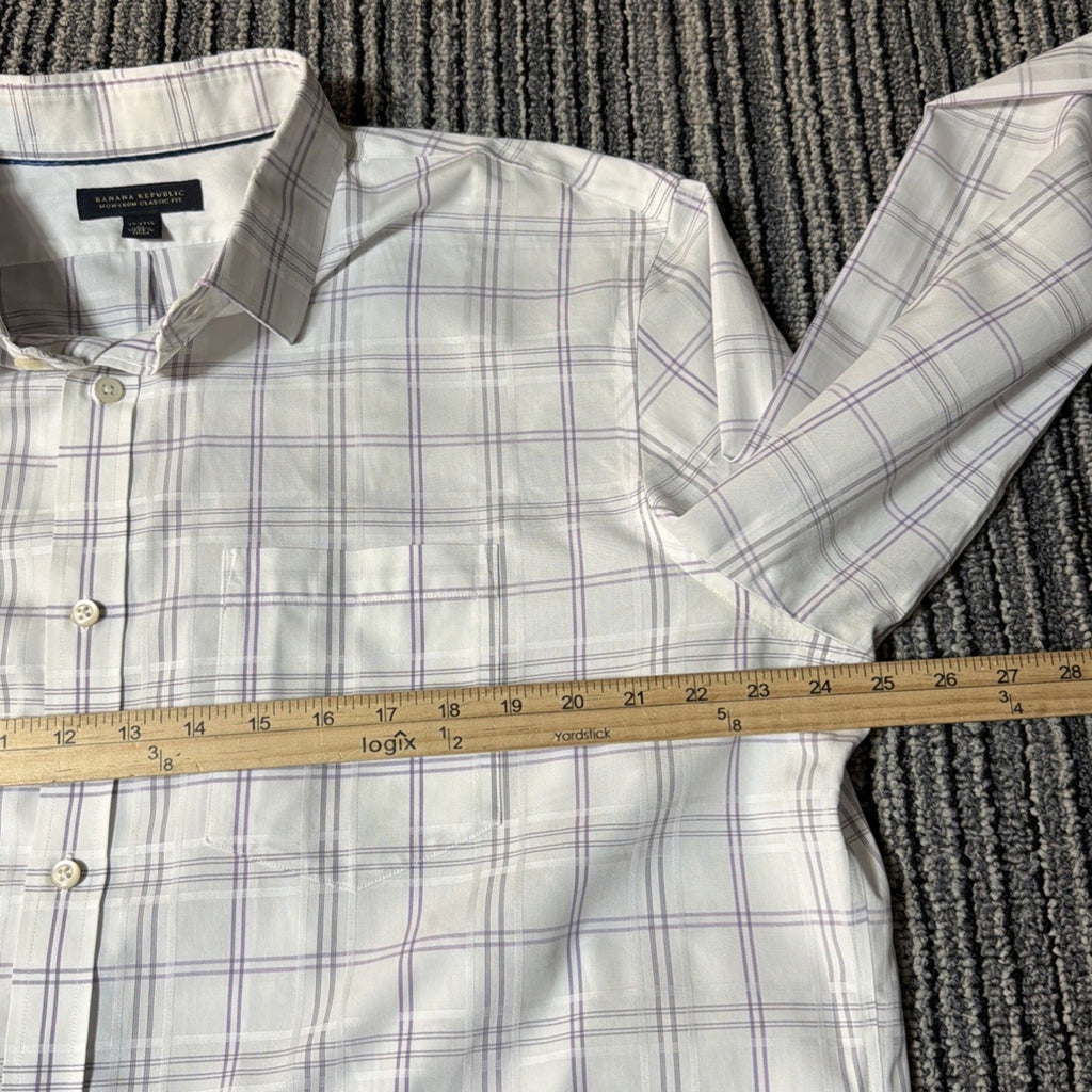 Banana Republic Non-iron Classic Fit Men’s Window Pane dress shirt size XL