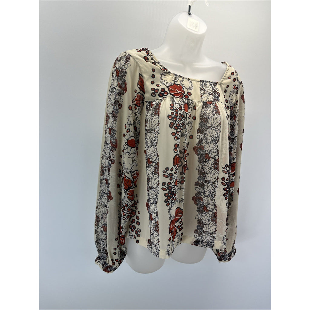 FUN & FLIRT BLOUSE Semi-Sheer Small Polyester Pullover Long Sleeves EUC