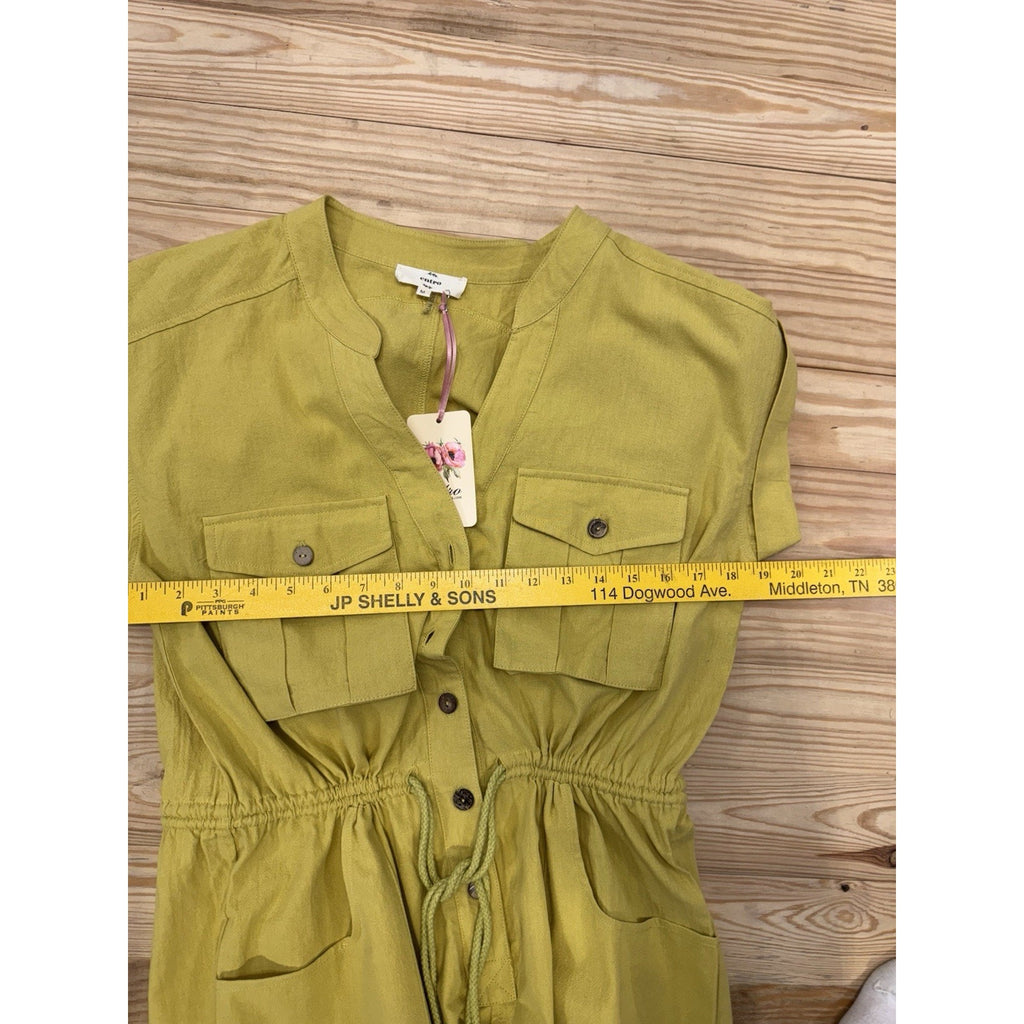 Entro Jumpsuit in Mustard Yellow Empire Waist Braided Belt Women’s Size M NWT