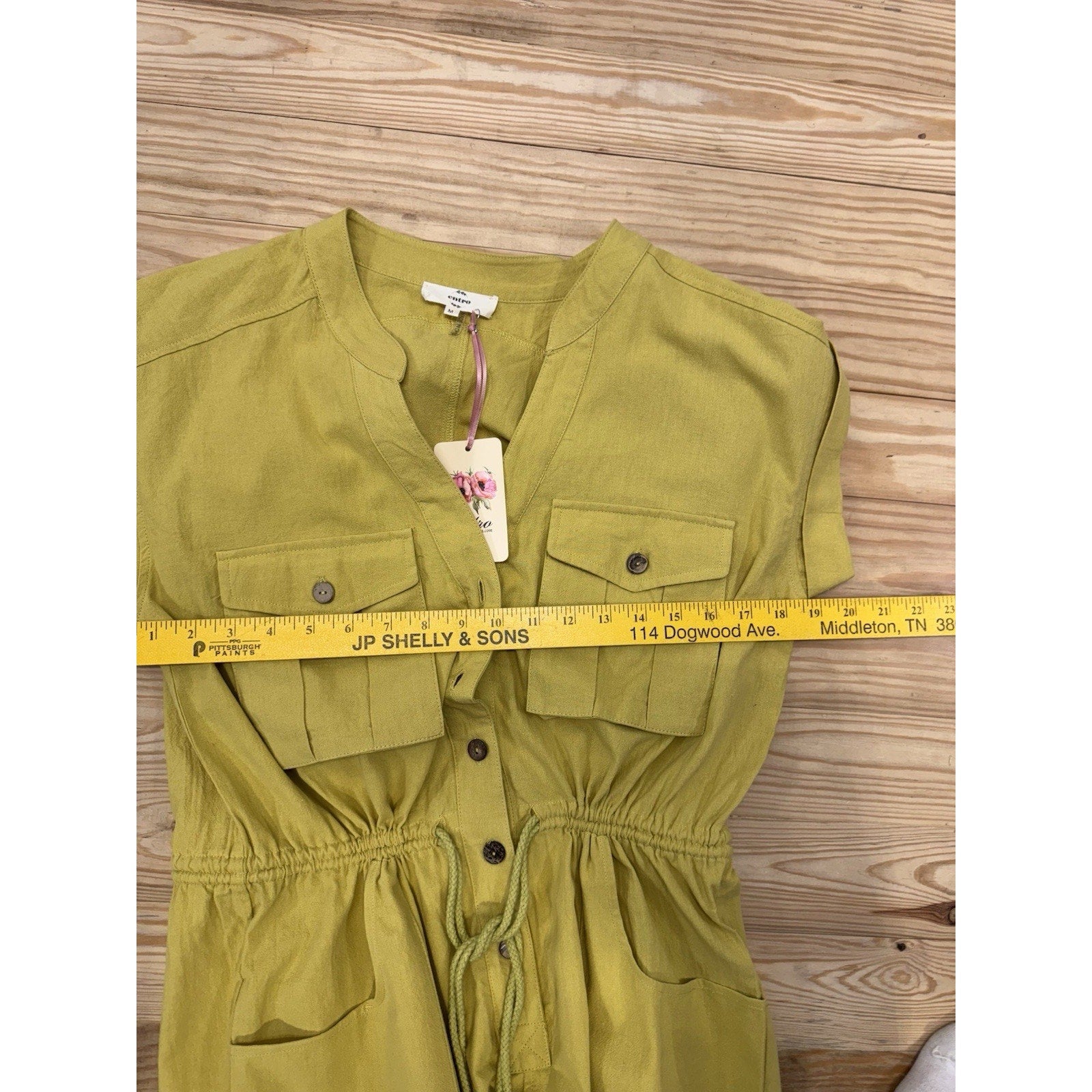 Entro Jumpsuit in Mustard Yellow Empire Waist Braided Belt Women’s Size M NWT
