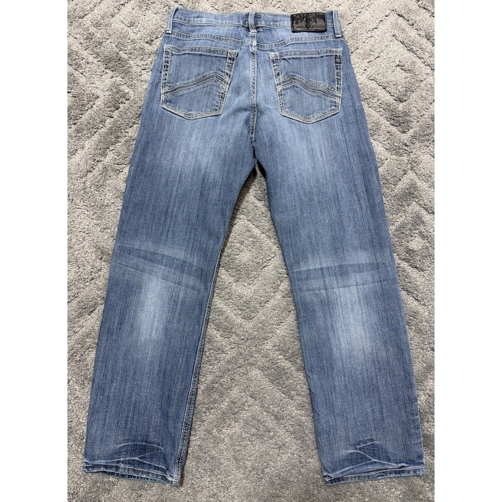 Men's ROCK REPUBLIC RELAXED STRAIGHT Denim Jeans 32x32 Whiskered Thick Stitch