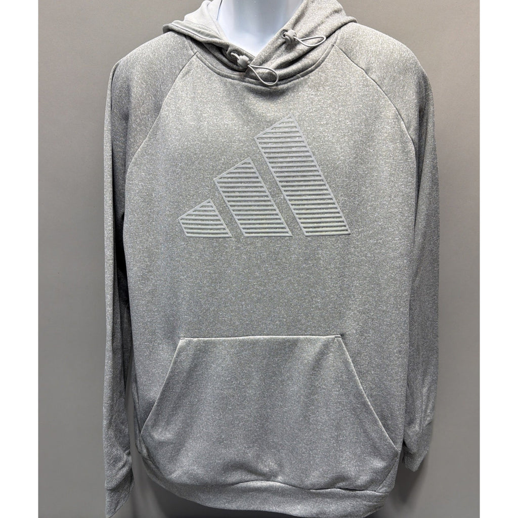 Adidas Hoodie Mens L Gray Fleece Sweatshirt Outdoor Athletic Basketball Gym Run