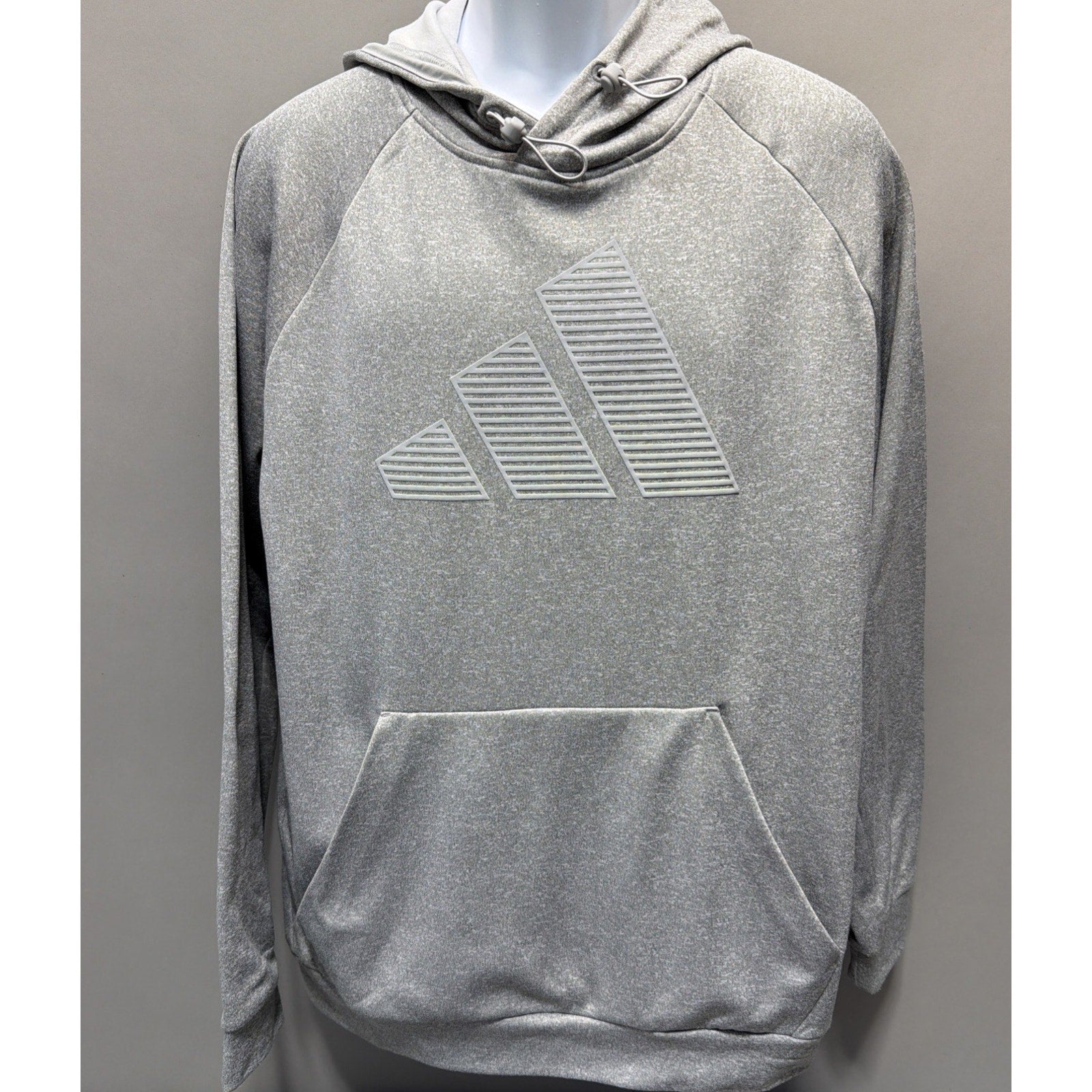 Adidas Hoodie Mens L Gray Fleece Sweatshirt Outdoor Athletic Basketball Gym Run