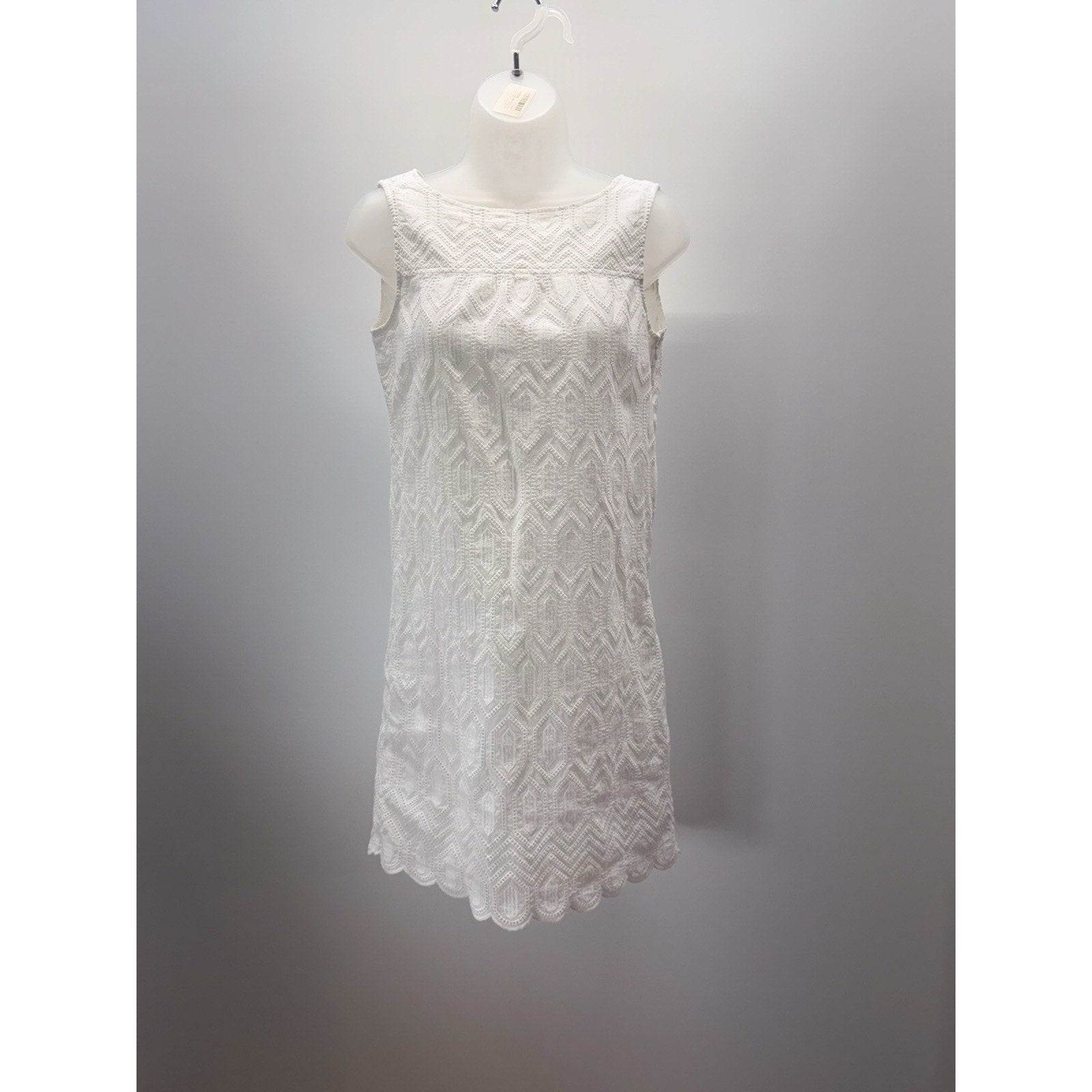 Ann Taylor White Sleeveless Eyelet Cotton Dress Women’s Size 4 Cotton