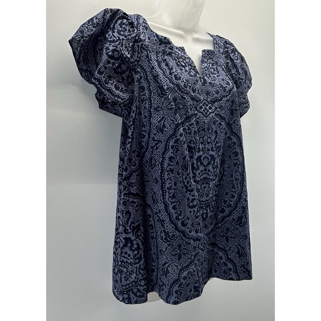 NWT Tommy Hilfiger Blue Paisley Short Sleeve Bohemian Shirt Small. Mfg Date 6/10