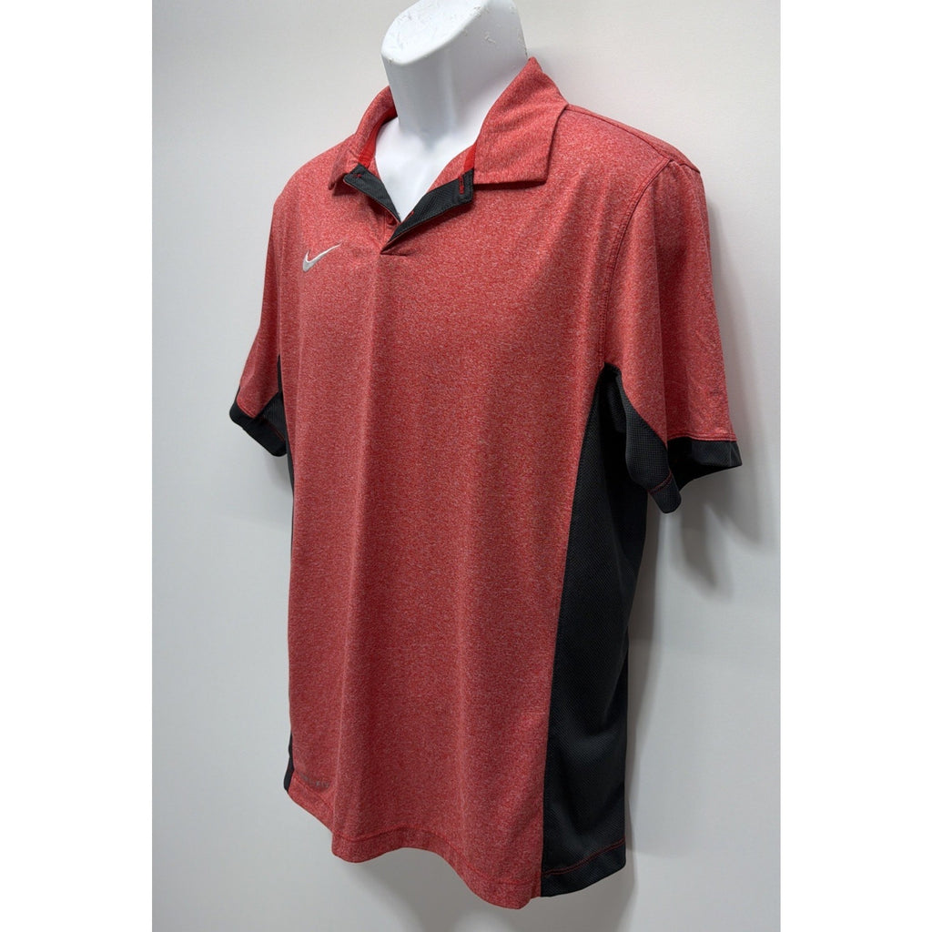 Nike Victory Block Dri Fit Red Performance Golf Polo Shirt Mens S
