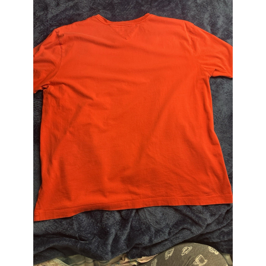TOMMY HILFIGER T-Shirt Men's XL Red Short Sleeve Crew Neck 100% Cotton Pullover