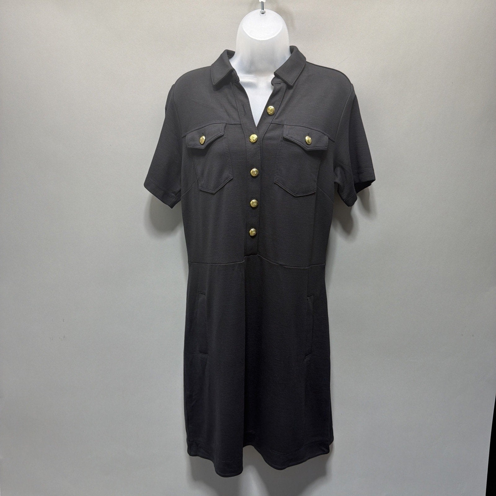 Ann Taylor LOFT Ponte Pocket Mini Dress Black Short Sleeve Size 6 Tall New