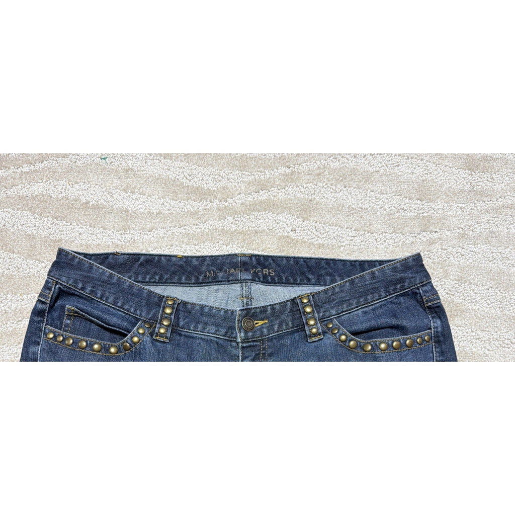 Michael Kors Y2K Studded Flap Pocket Denim Blue Jeans Bootcut Women’s 10 Stretch