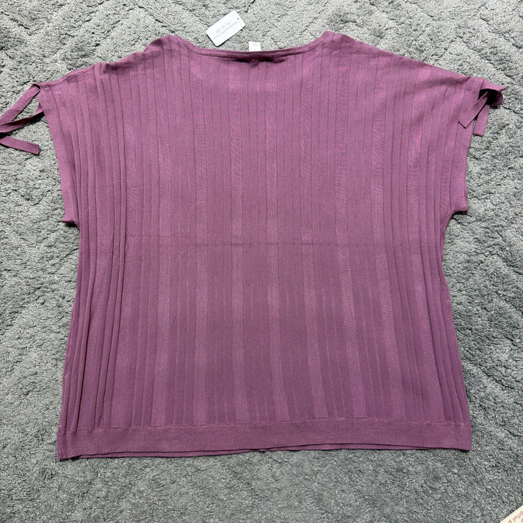 NWT C J Banks Women's Plus 3X Purple Shimmery Top Short Sleeves