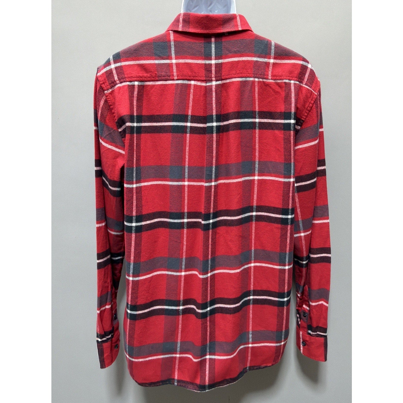 VAns Off The Wall Classic Fit Flannel Shirt Mens XL Red White Plaid Long Sleeve