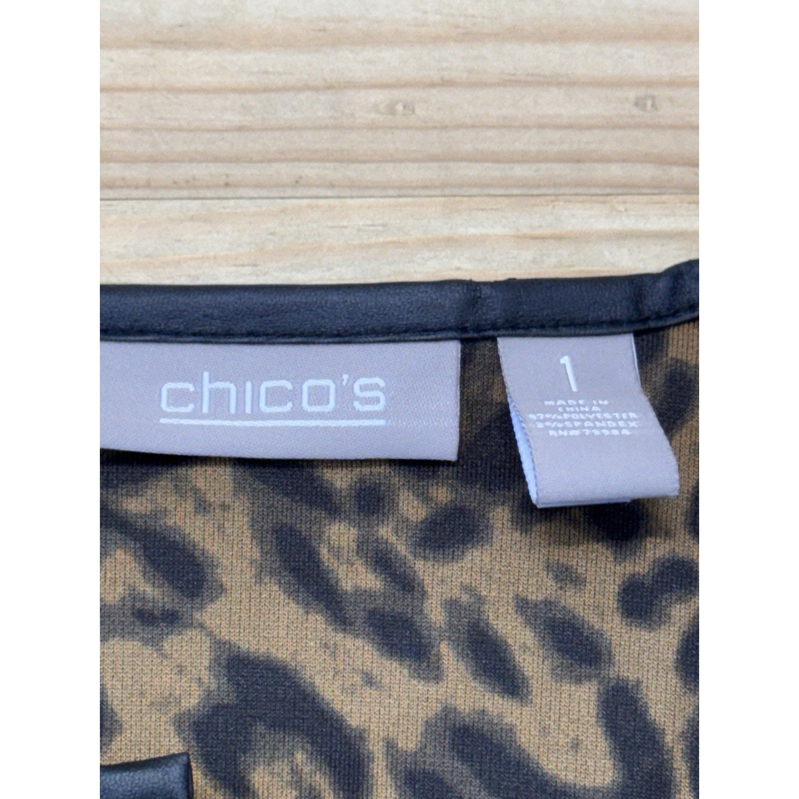 Chico's Leopard Faux Fur Faux Leather Trim Women’s Size 1 Medium