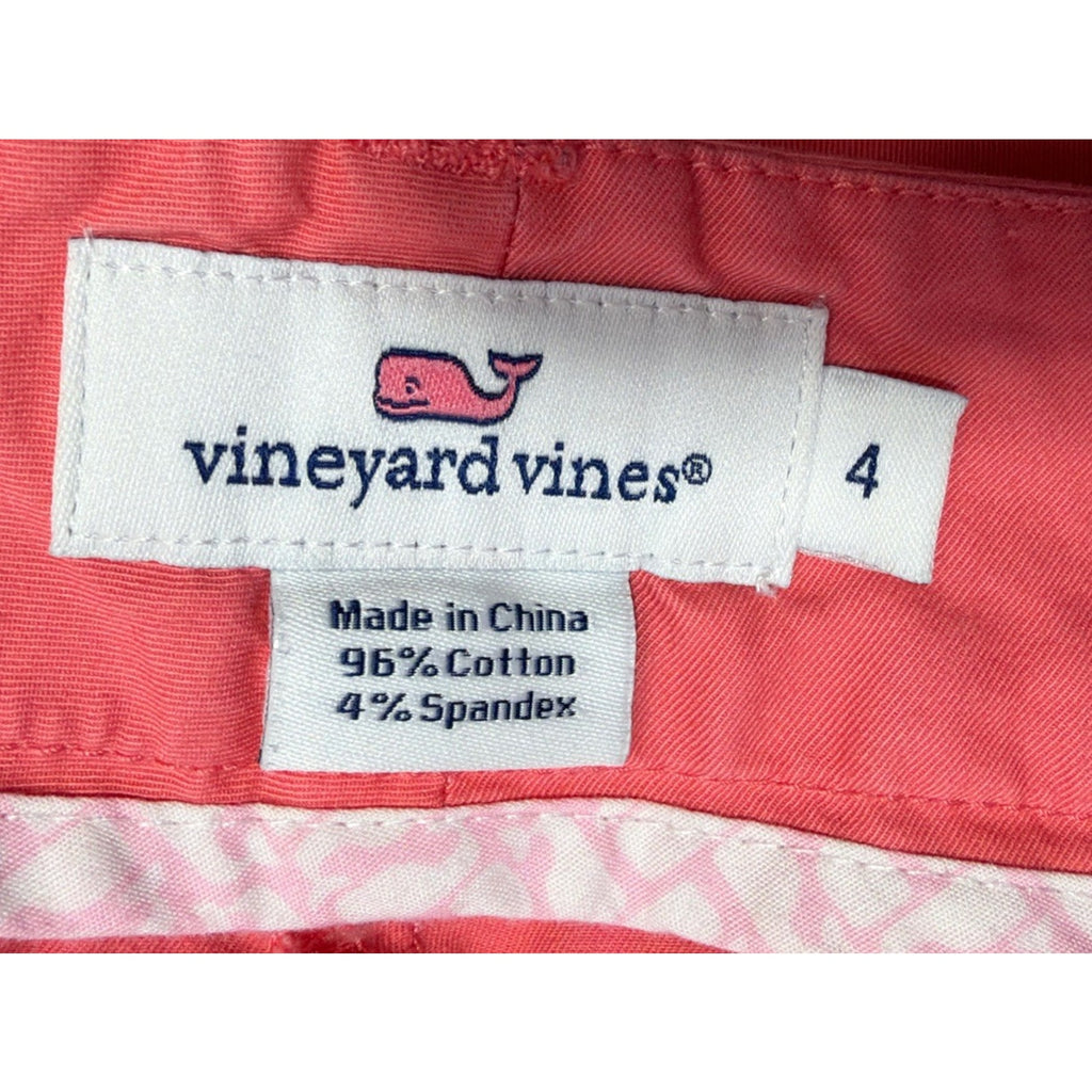 Vineyard Vines Shorts Womens 4 Salmon Pink Flat Front Short Whale