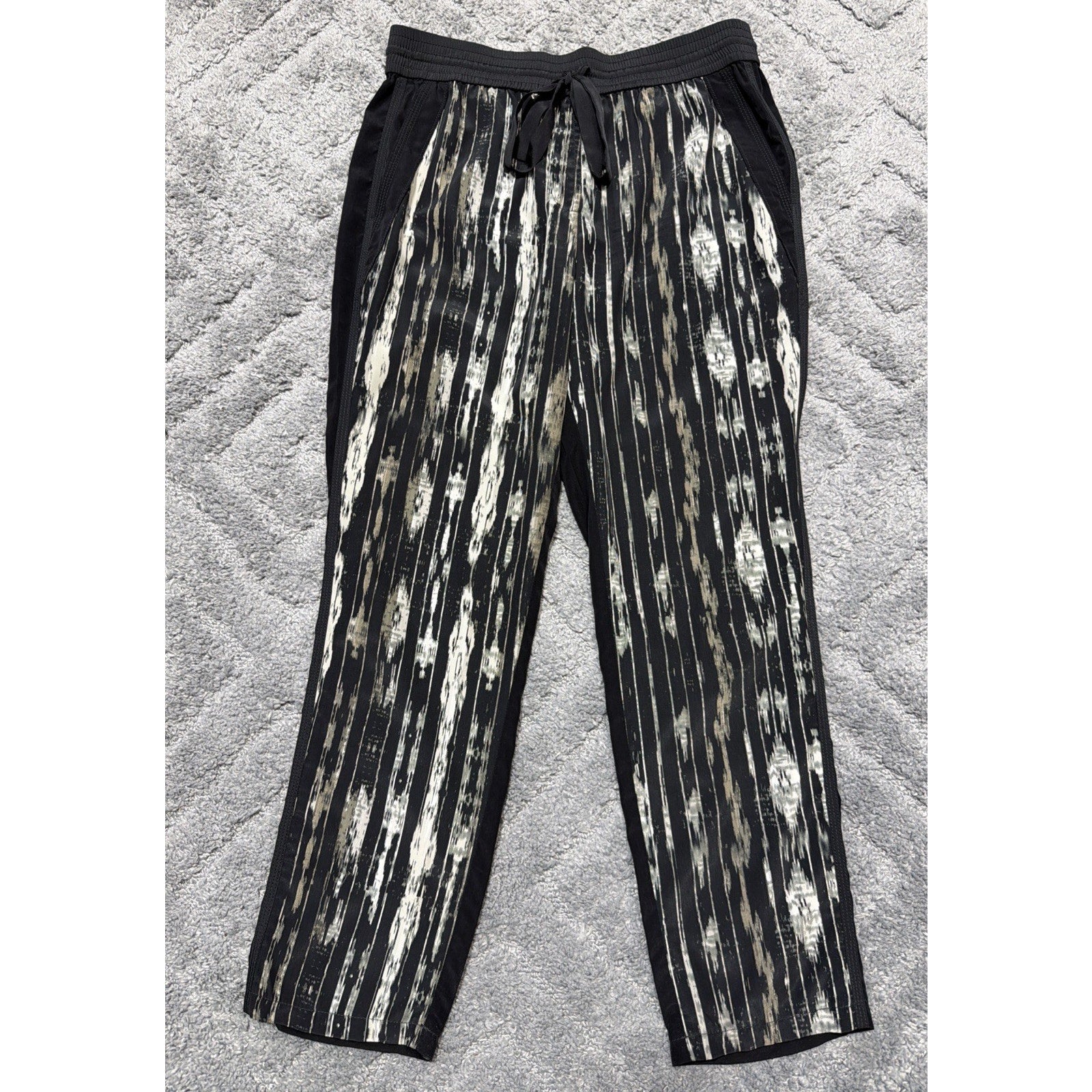 Kenneth Cole Black Printed Drawstring Jogger Pants Size S 30x27 Pockets
