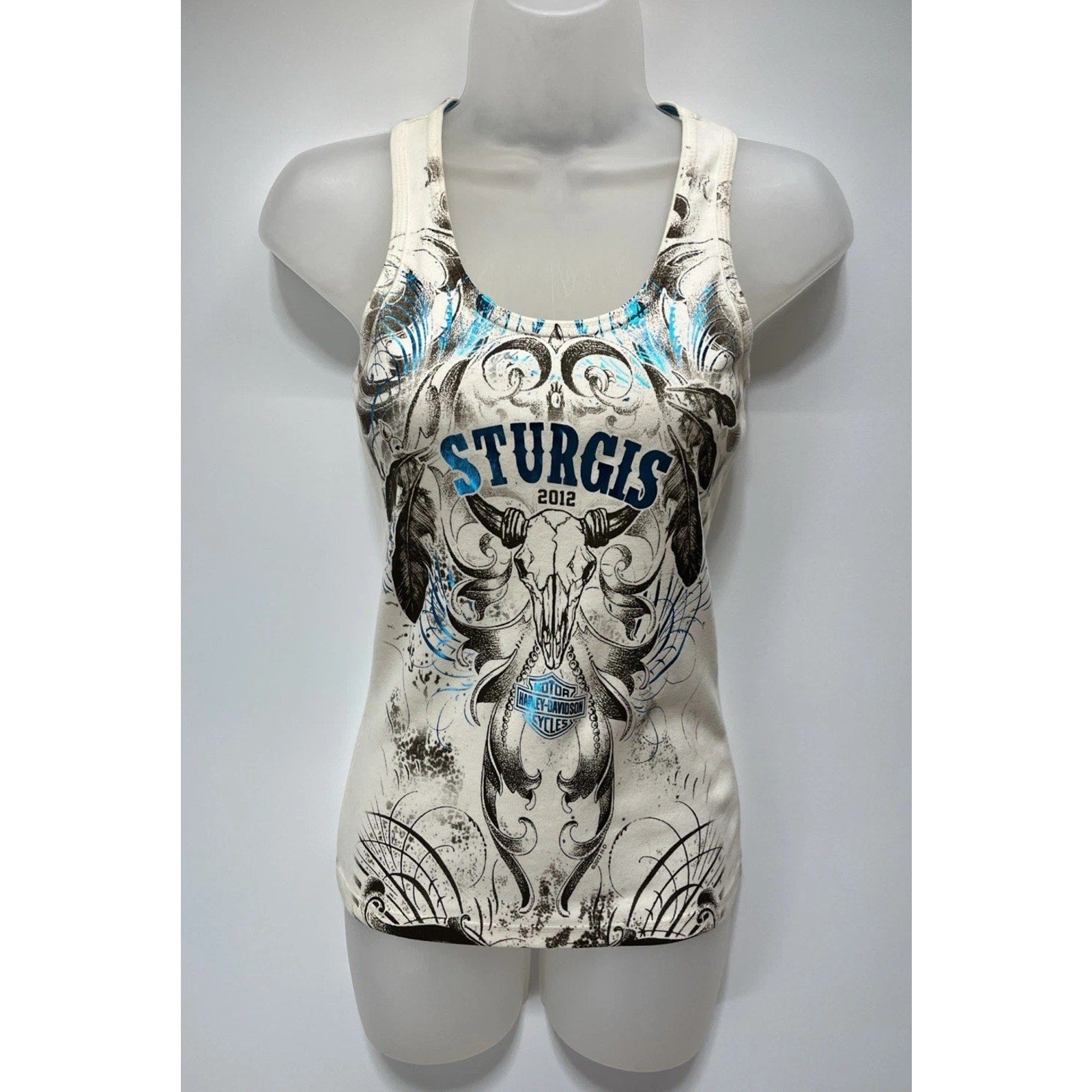 VTG WOMEN’S IVORY HARLEY-DAVIDSON TANK TOP SIZE S STURGIS BADLANDS SOUTH D NWOT