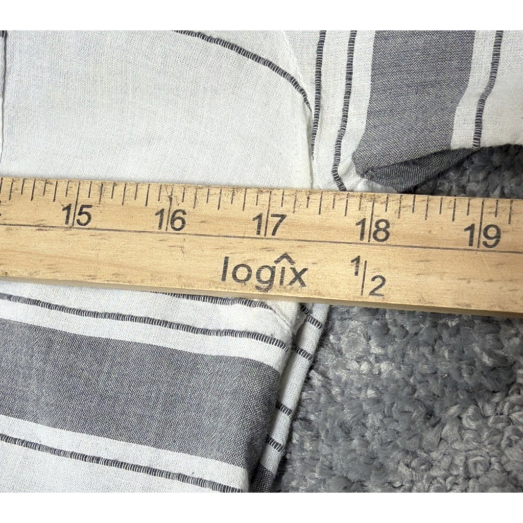 Matilda Jane x Joanna Gaines Tunic Shirt Gray Striped Roll Tab Sleeve Womens XS