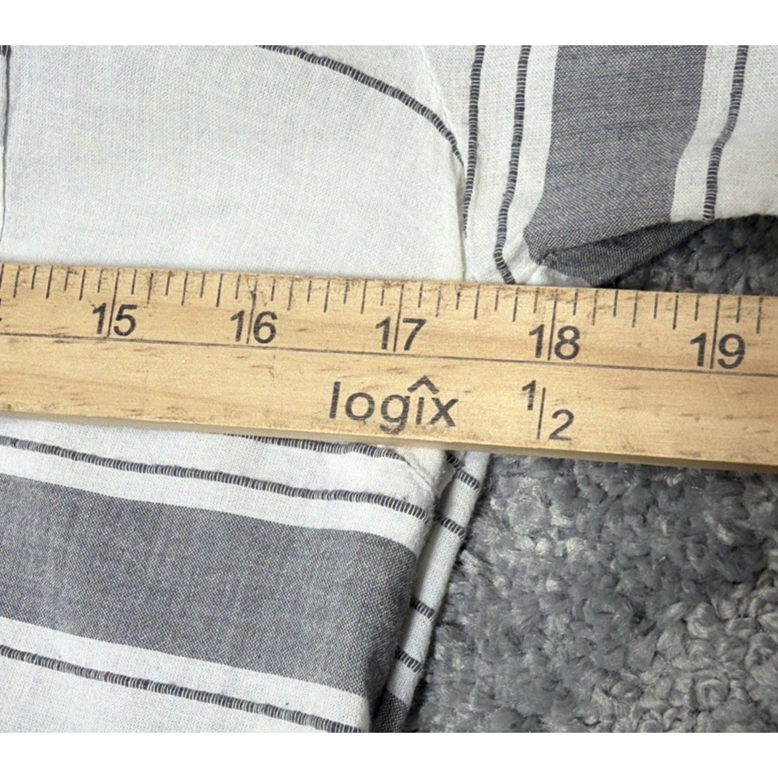 Matilda Jane x Joanna Gaines Tunic Shirt Gray Striped Roll Tab Sleeve Womens XS