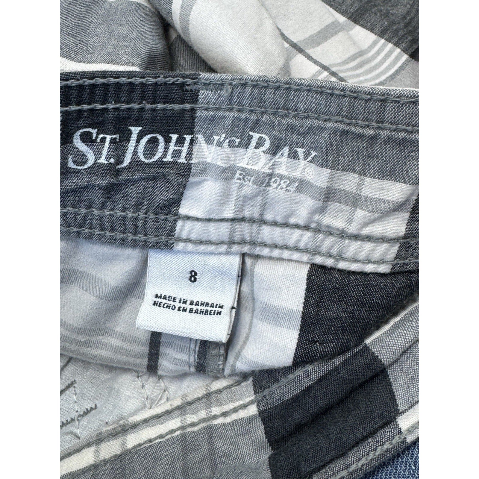 St Johns Bay Shorts Blue And White Plaid Bahama Women’s Size 8