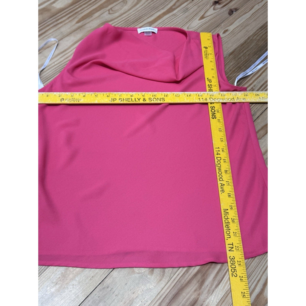 Calvin Klein Pink Solid Cap Sleeve Cowl Neck Blouse Women’s Size Small