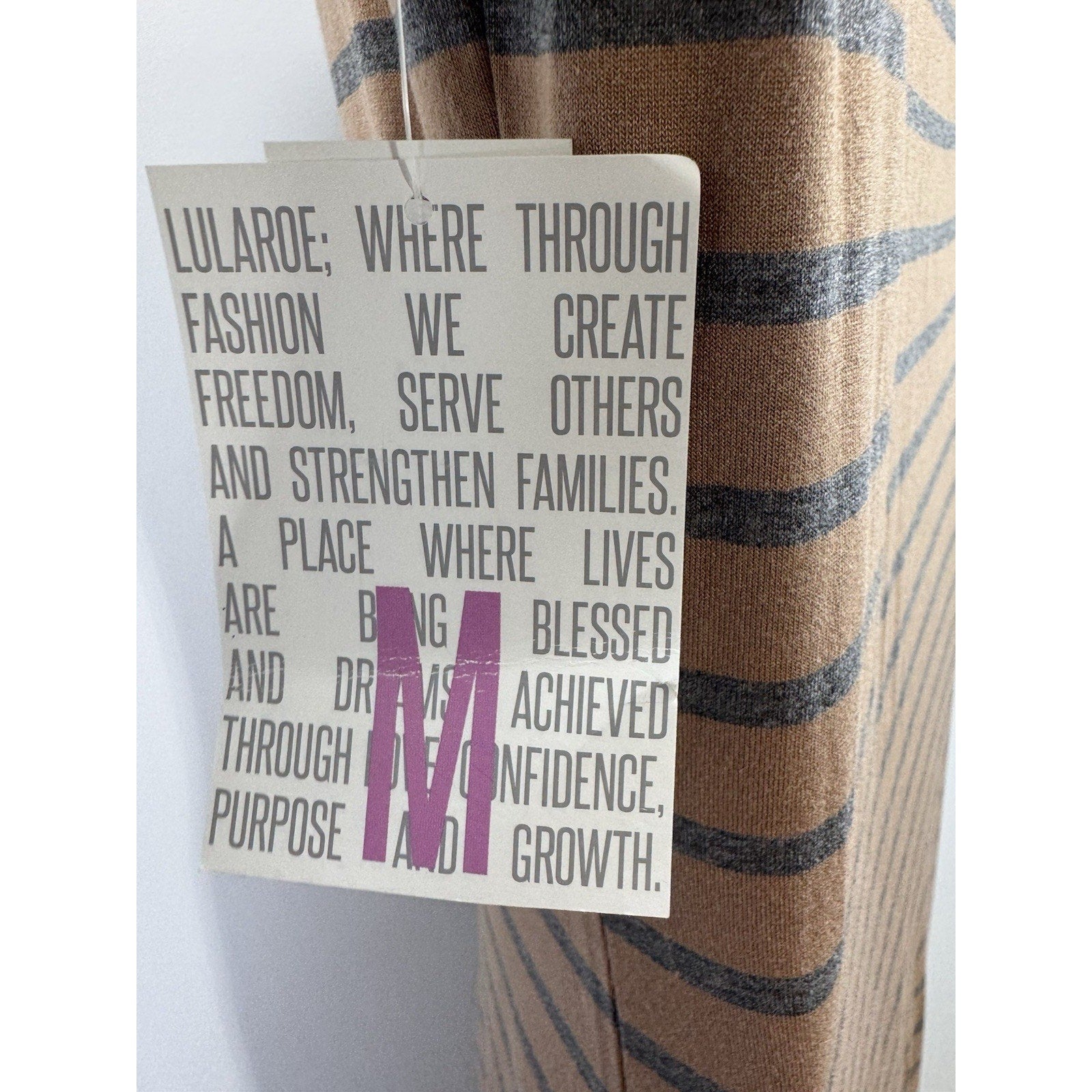 Lularoe Julia Dress Brown Blue Stripes 20's Style Women’s Size Medium NWT