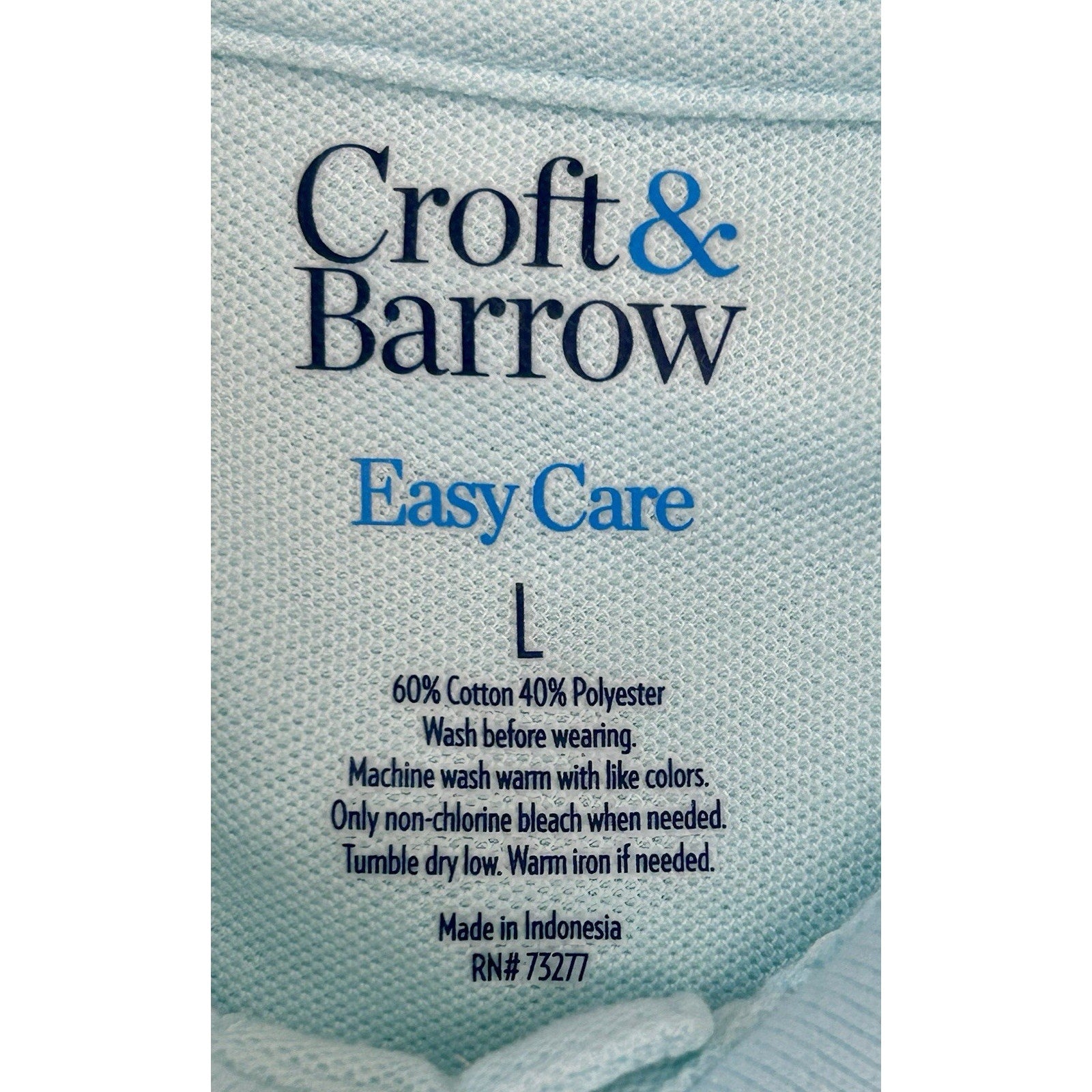 Croft & Barrow Men's Teal Blue Golf Signature Polo Shirt L