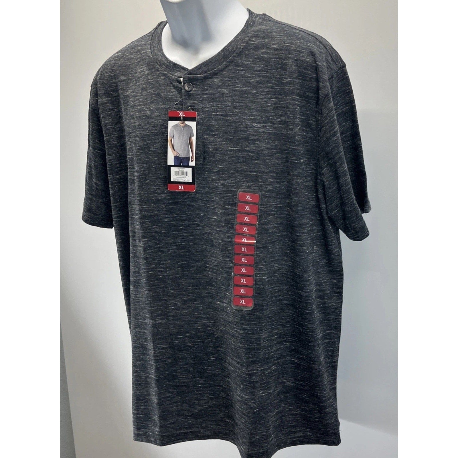 NWT LEE Premium Mens XL Black Comfort Henley T-Shirt