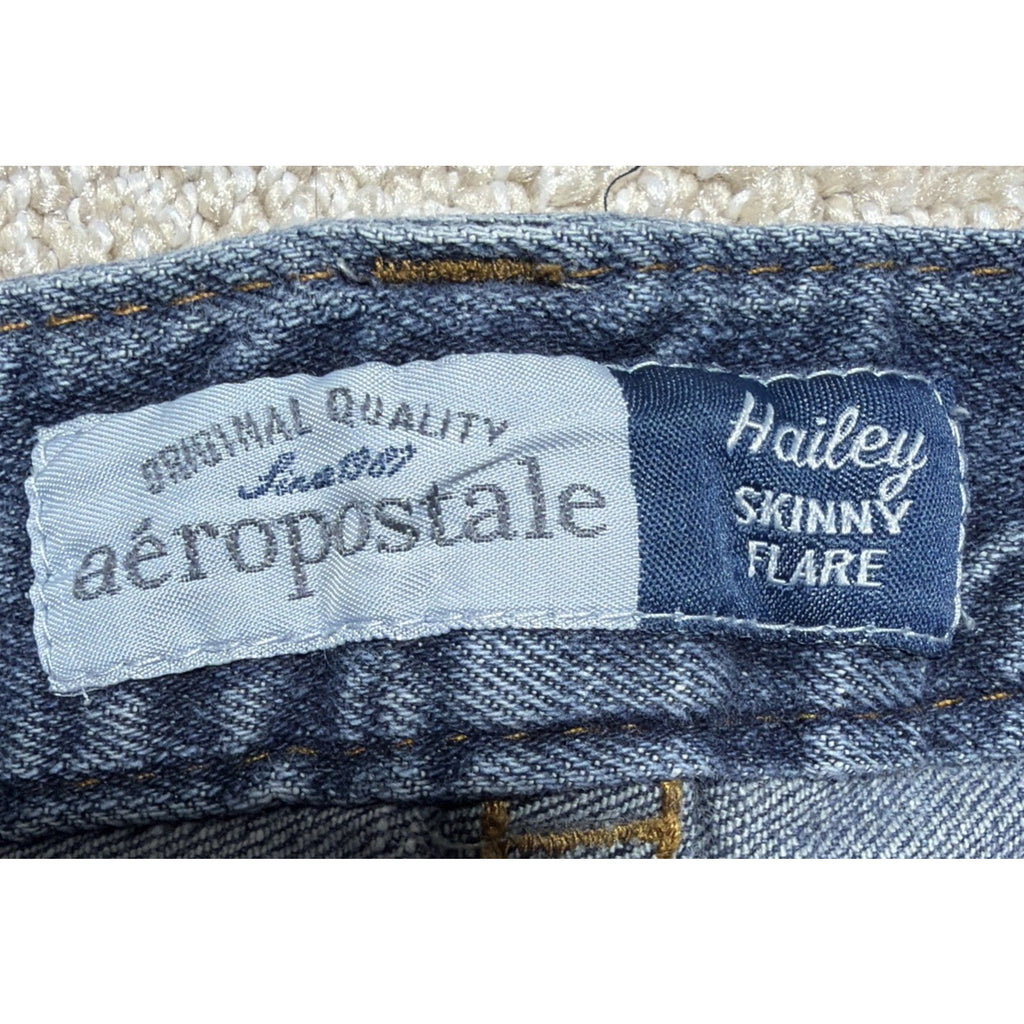 Y2K Aeropostale 11/12 S Reg Hailey Skinny Flare Jeans Low Rise Medium Wash 32x29
