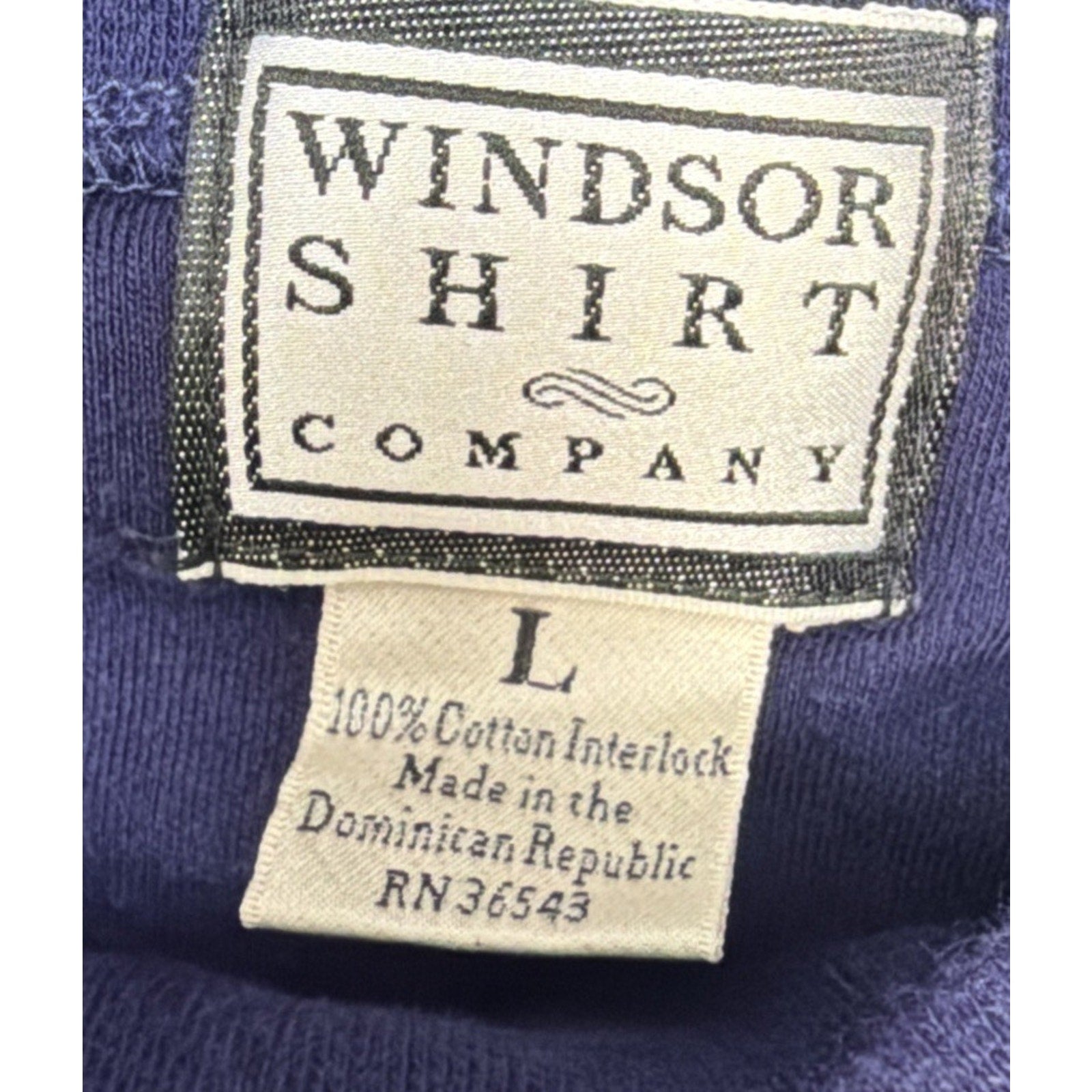 VTG Windsor Shirt Company Mens Blue Interlocking Cotton Turtleneck Long Sleeve L