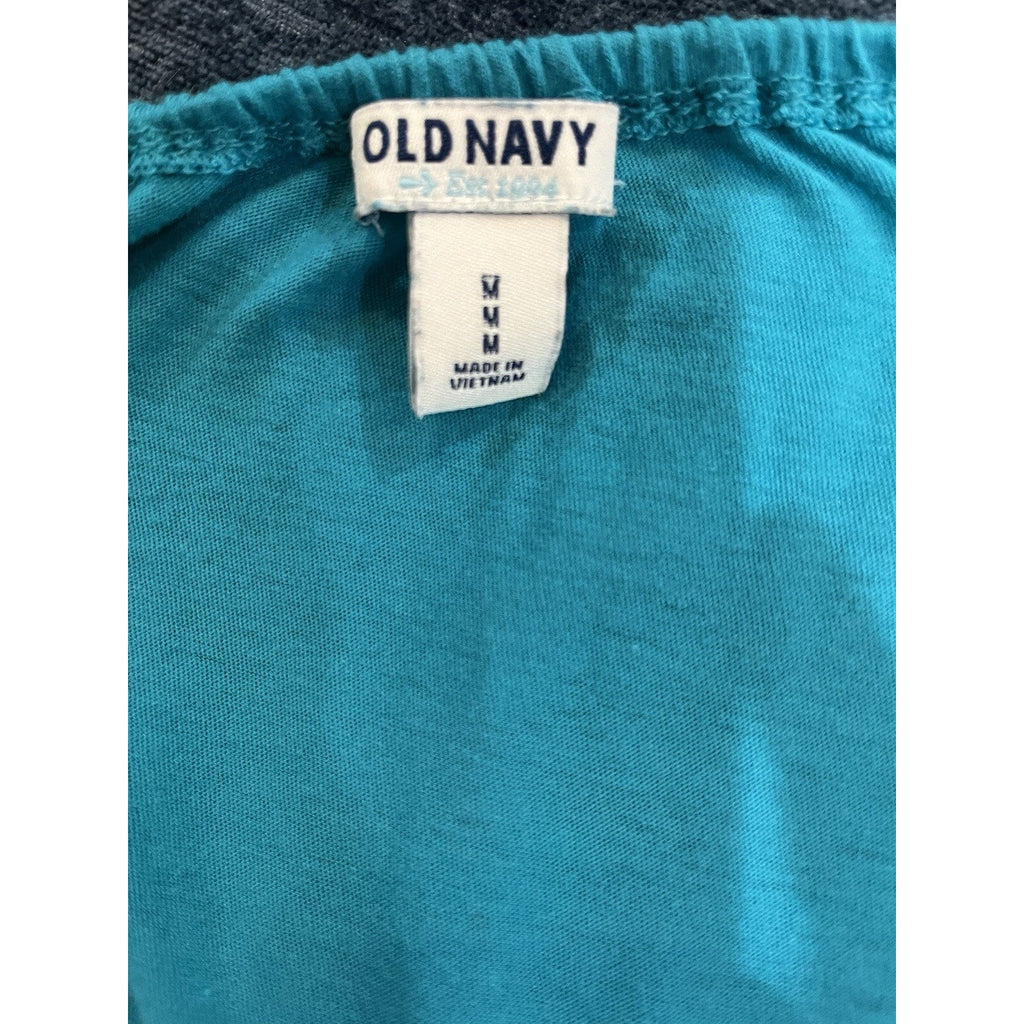 Old Navy Teal Blue Embellished Button Front Women's Size Medium Tank Top