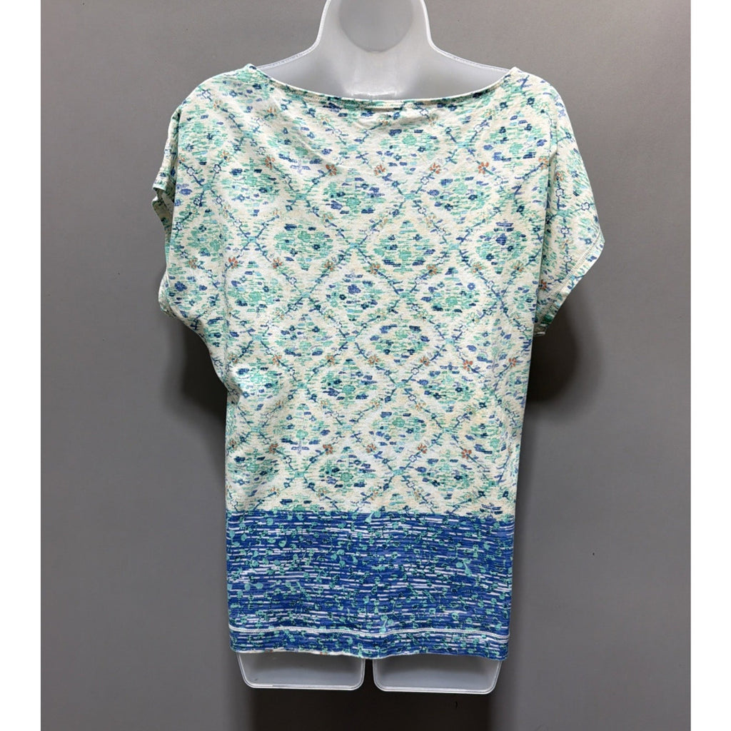 Lauren Ralph Lauren Womens Floral Boat Neck Short Sleeve Top Black Multi L